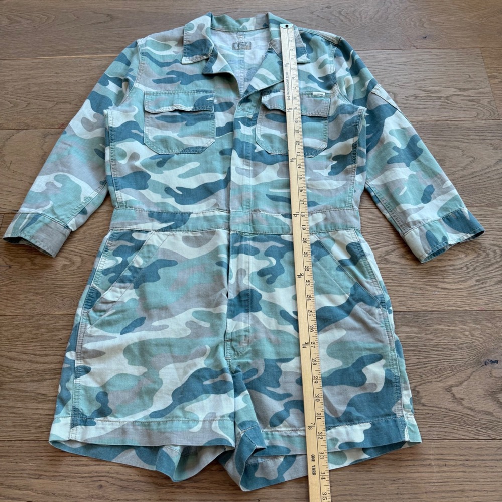 Mother The Fixer Short Romper Green Camo Utility Jumpsuit 9444-813 L - Picture 6 of 14